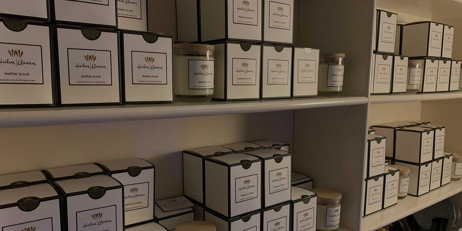 Holmgreen Candles. Wholesale Scented Candles Business to Business b2b. Discounted Large Orders. Whitelabel. Small MOQ Minimum Order Quantity.