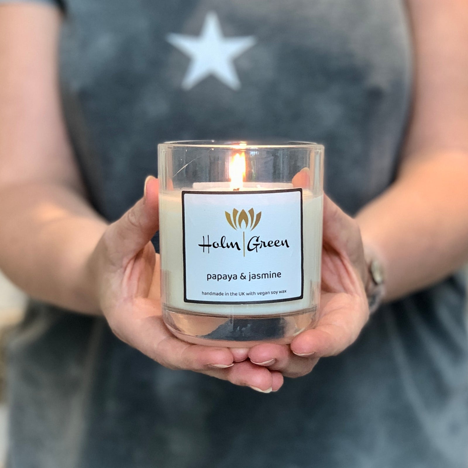 Papaya & Jasmine Scented Candle Holmgreen