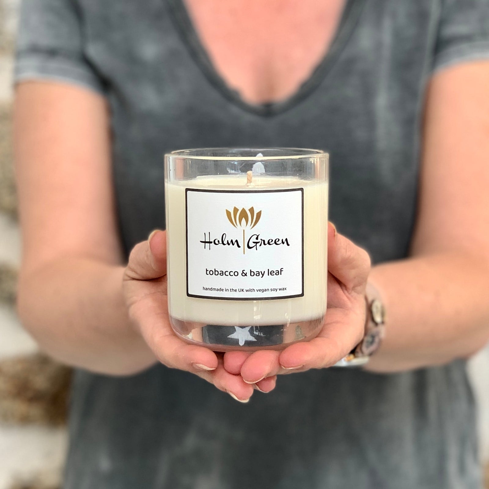 Tobacco & Bay Leaf Scented Candle Holmgreen