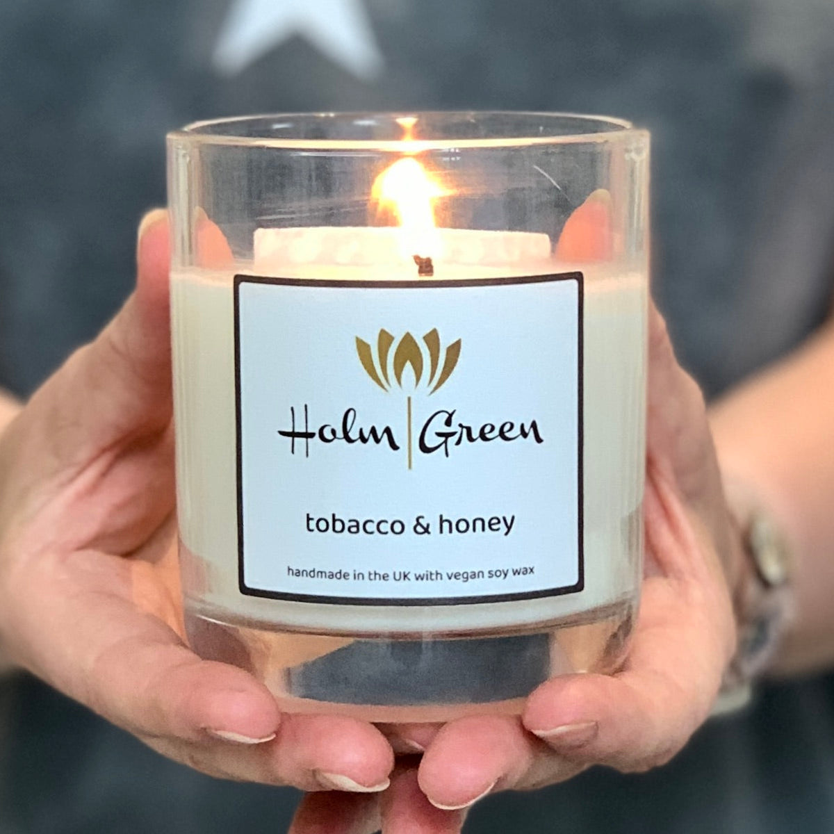 Tobacco &amp; Honey Scented Candle Holmgreen